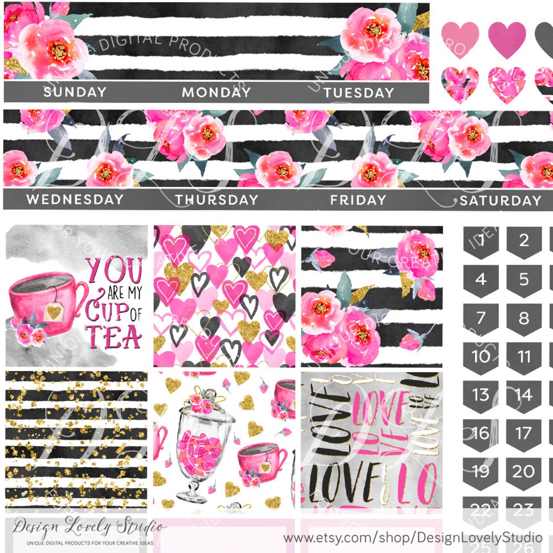 Happy Planner Monthly Printable Stickers Cricut Happy Planner - Etsy