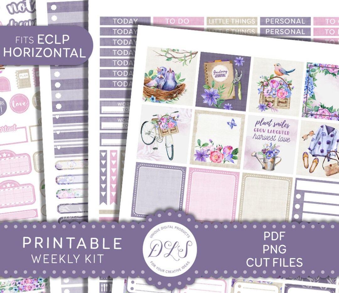 Printable FLORAL Stickers, Spring Weekly Sticker Kit, Erin Condren ...