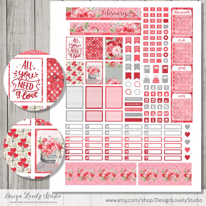 Mini Happy Planner February Planner Stickers Kit, Printable February ...