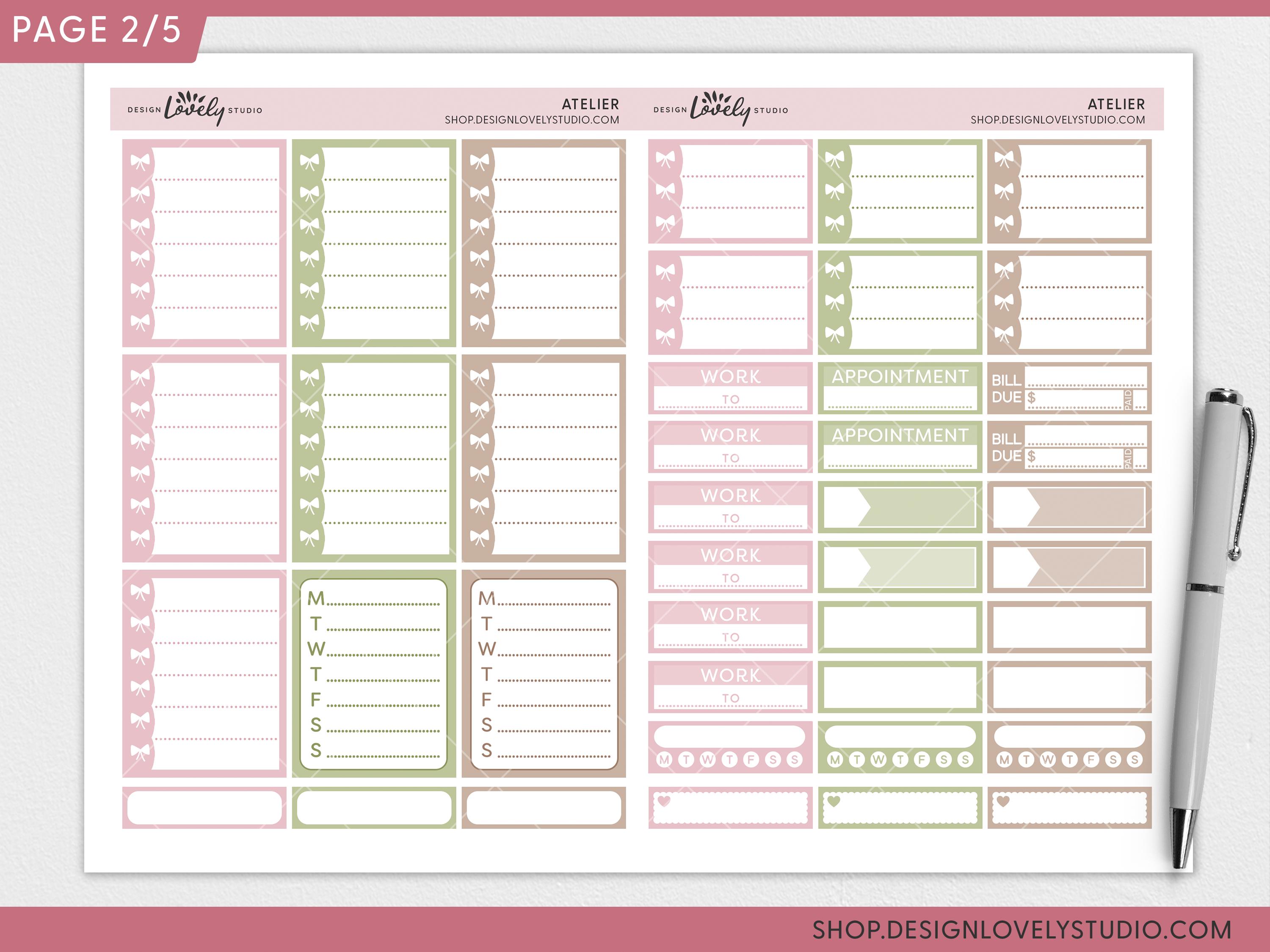 Spring Atelier Printable Planner Stickers, Weekly Planner Stickers Kit ...