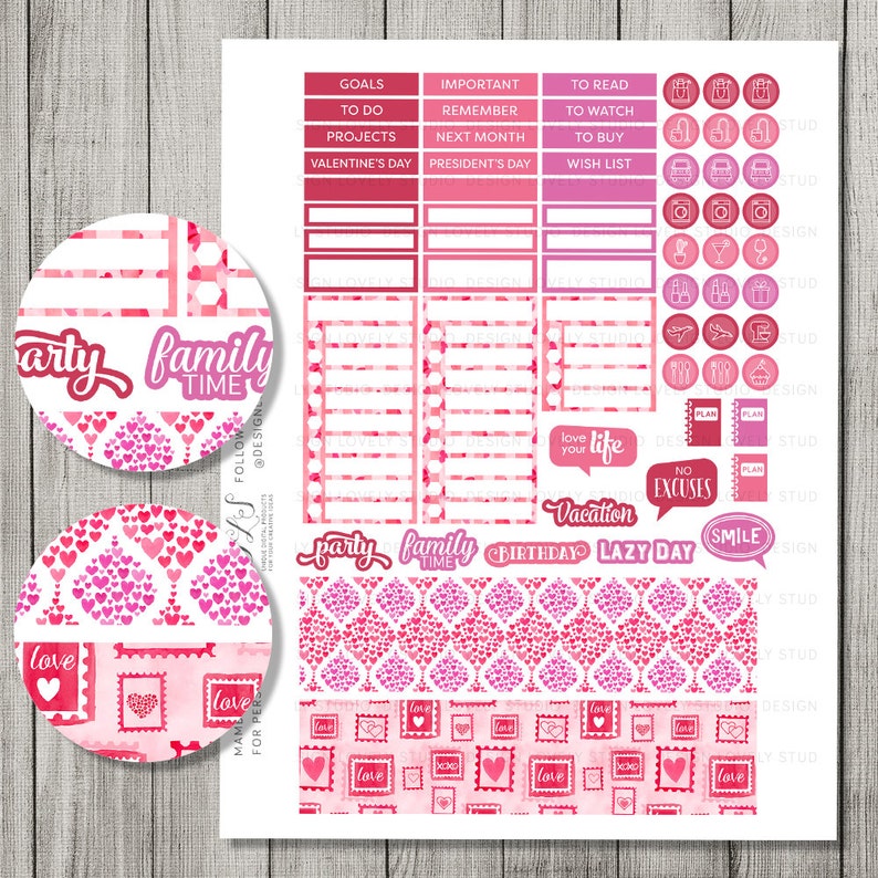 Printable FEBRUARY Planner Stickers Happy Planner February | Etsy