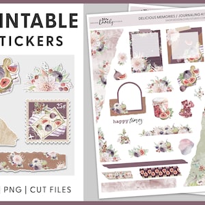Floral Journaling Stickers, Botanical Planner Stickers, Printable Journaling Stickers, Bullet Journal Stickers, Decorative Stickers, JS115
