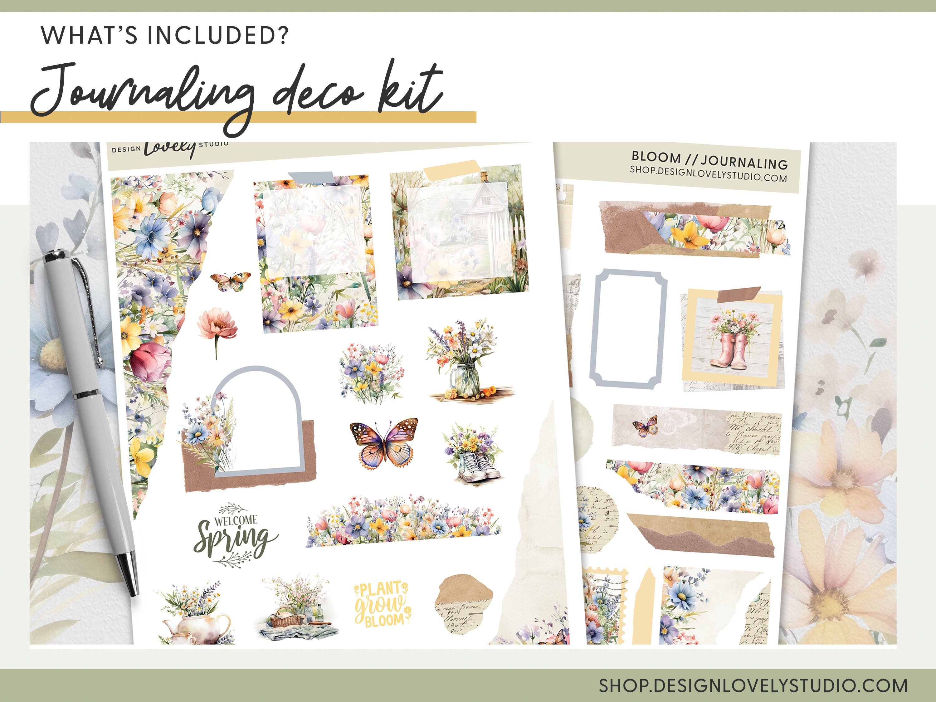 Spring Floral Printable Planner Stickers Bundle, Garden, Nature, Summer ...