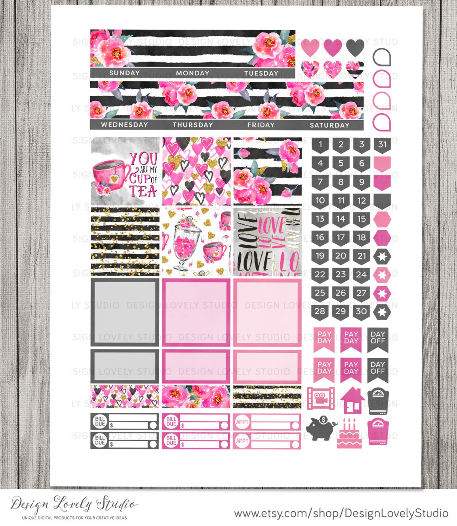 Happy Planner Monthly Printable Stickers Cricut Happy Planner | Etsy