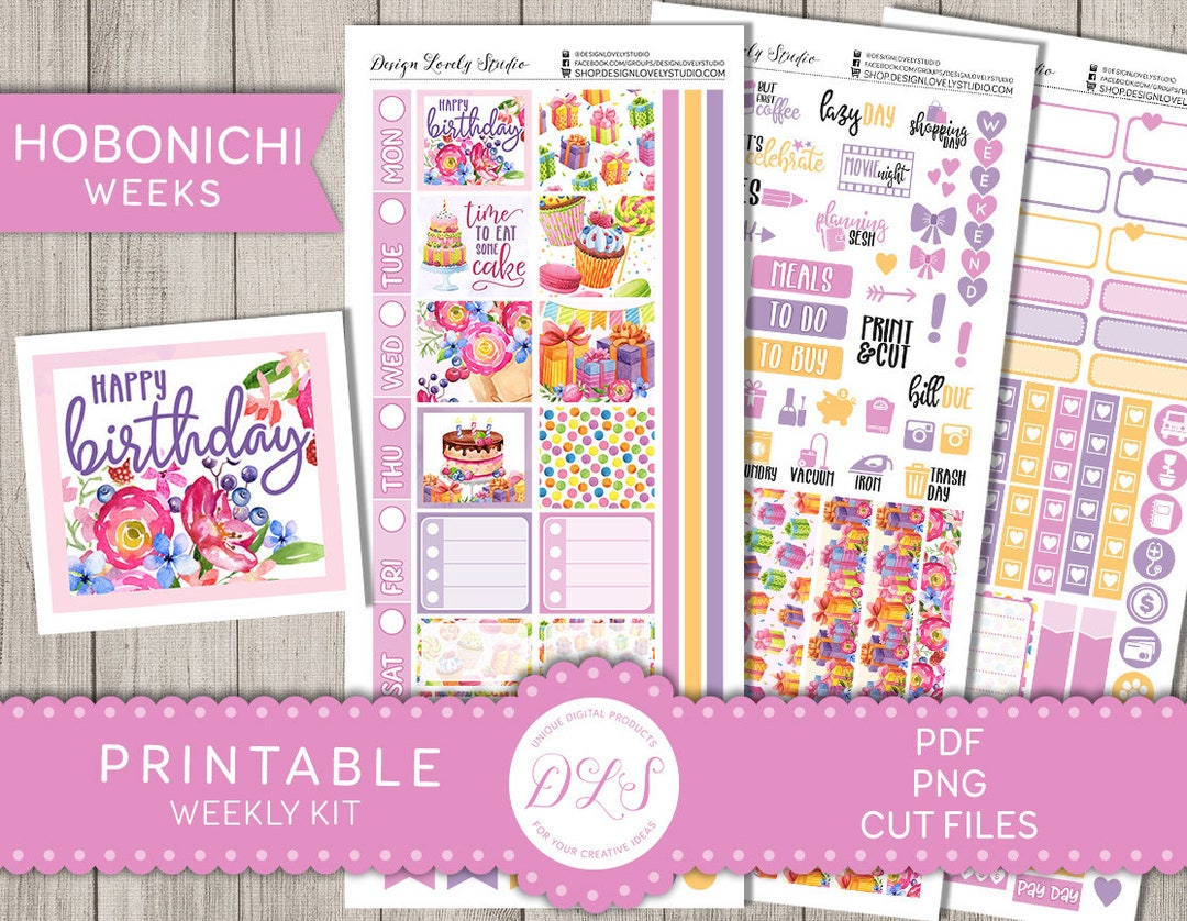 Printable HOBONICHI Weeks Planner Stickers, Birthday Planner Stickers ...