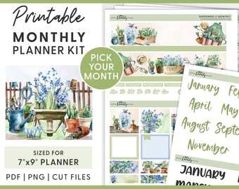 Monthly Planner Stickers, Spring Planner Stickers, Printable Planner Stickers, Life Planner Stickers, Gardening Stickers, MV221