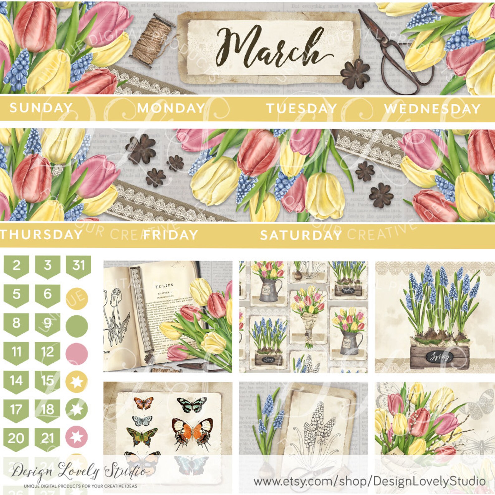 MARCH Monthly Planner Stickers Printable March Monthly Kit - Etsy