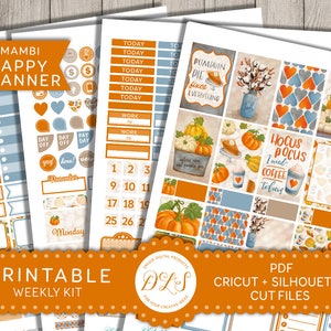 Stickers Halloween heureux planificateur, planificateur heureux automne Kit hebdomadaire, heureux planificateur octobre imprimable, automne Planner Stickers, coupe des fichiers, HP133