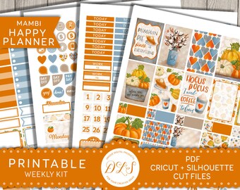Happy Planner Halloween Stickers, Happy Planner Fall Weekly Kit, Happy Planner October Printable, Fall Planner Stickers, Cut Files, HP133