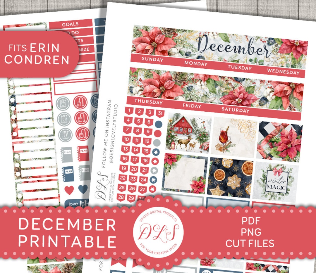 Printable DECEMBER Monthly Kit, Fits Erin Condren Life Planner ...