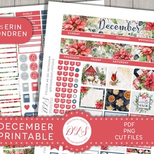Afdrukbare DECEMBER maandelijkse Kit, past Erin Condren Life Planner, December Planner Stickers, Winter Planner Stickers, Cut Files, MV181
