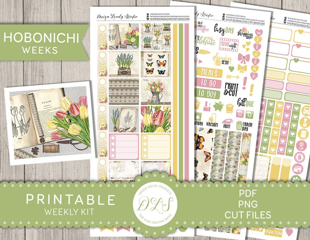 Printable SPRING Planner Stickers Kit, Printable Hobonichi Weeks Kit ...