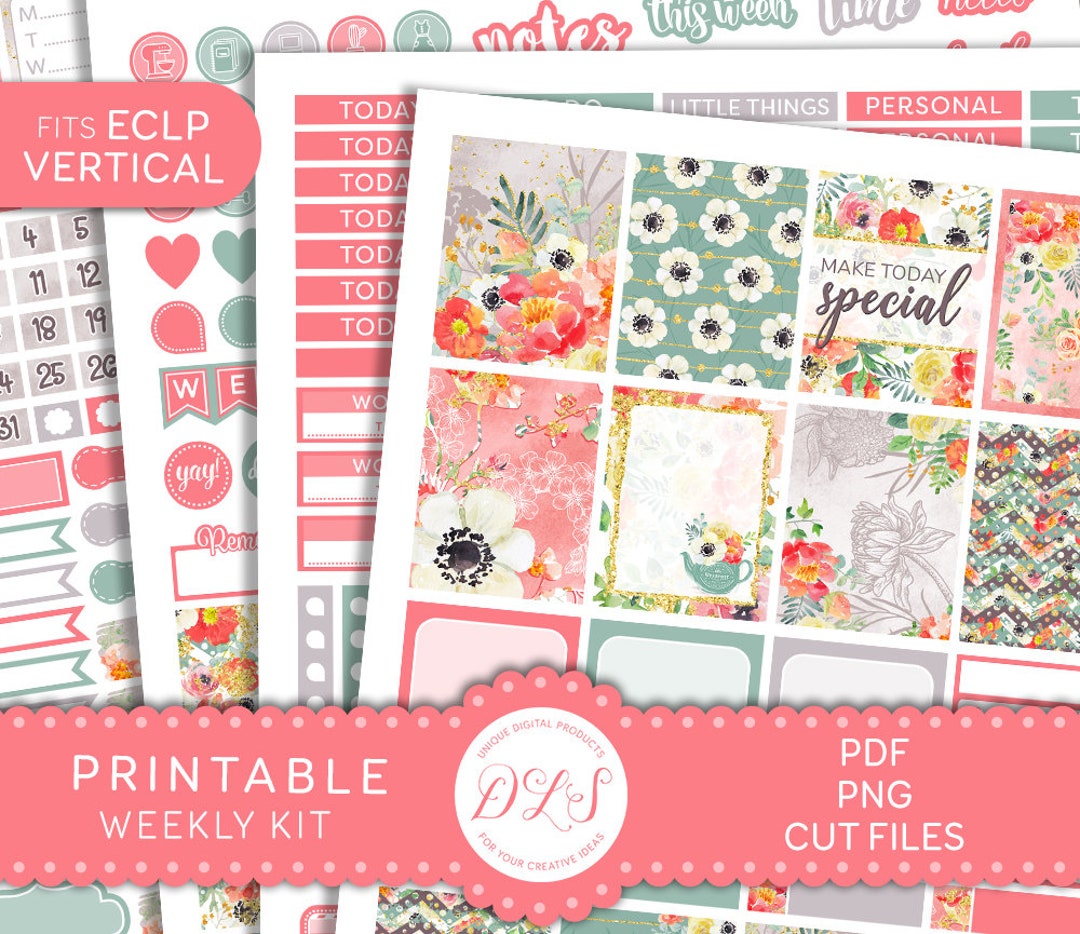 PRINTABLE Floral Planner Stickers, Weekly Stickers Kit, Poppy Stickers ...