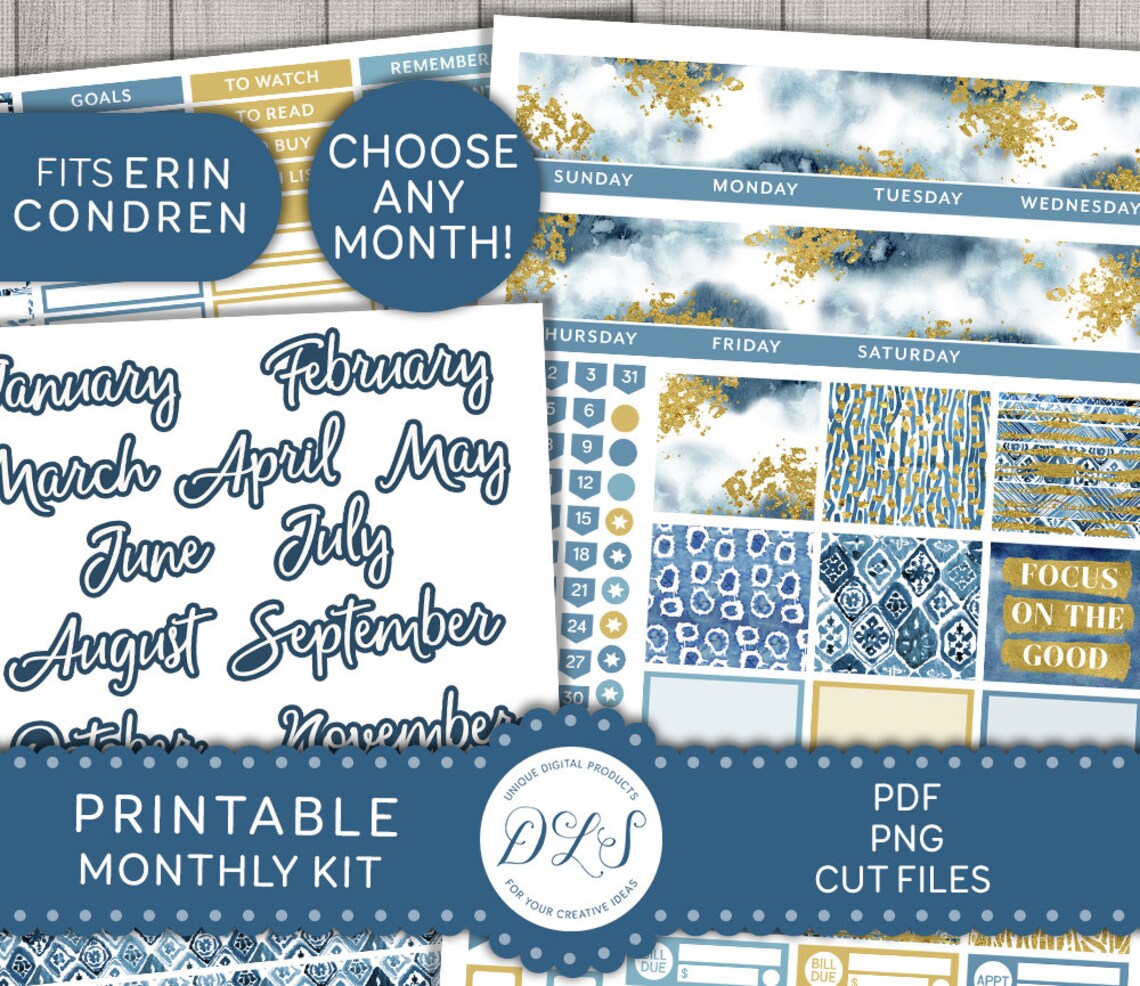 Erin Condren Monthly Stickers Printable Planner Stickers | Etsy