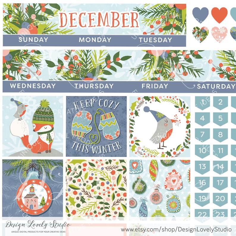 December Big Happy Planner Kit December Printable Monthly | Etsy