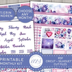 Printable Monthly Planner Stickers, Erin Condren Monthly Kit, Monthly ...