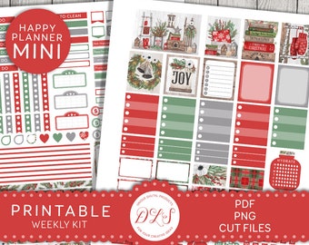 Mini Happy Planner Christmas Stickers Kit, Printable Christmas Planner Stickers, Christmas Weekly Stickers Kit, Holidays Planner Kit, MW146