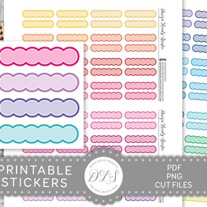 Printable Scallop LABEL Stickers, Multicolor Scallop Label Planner ...
