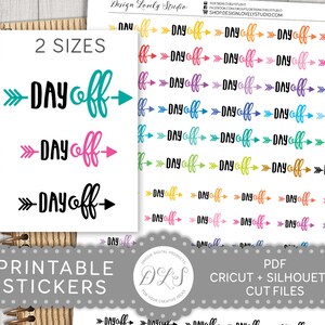 DAY OFF Script Planner Aufkleber, druckbare Typografie Planner Aufkleber, Schriftzug Planner Aufkleber, funktionale Aufkleber, geschnittene Dateien, SS111