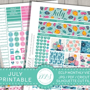 Adesivi vista mensile di luglio, adatti a Erin Condren, adesivi mensili di luglio, kit pianificatore di luglio, adesivi pianificatore luglio, diffusione mensile di luglio, MV127