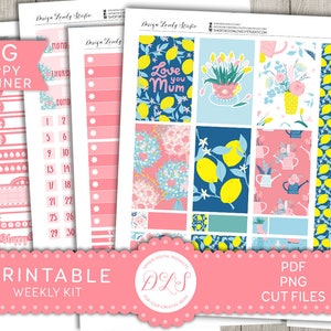 Moederdag planner stickers Kit, grote gelukkige planner afdrukbare stickers, wekelijkse planner stickers, HP stickers Kit, cut-bestanden, BW123