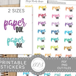 PAPIER DUE Script Planner Stickers, Studie Planner Stickers, Herinnering Planner Stickers, Universiteit Planner Stickers, Cut Files, SS119