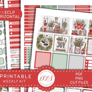 Kerst Planner afdrukbare kerst Planner Stickers Kit, horizontale Planner Stickers, December per Planner Stickers, gesneden bestand, HS156