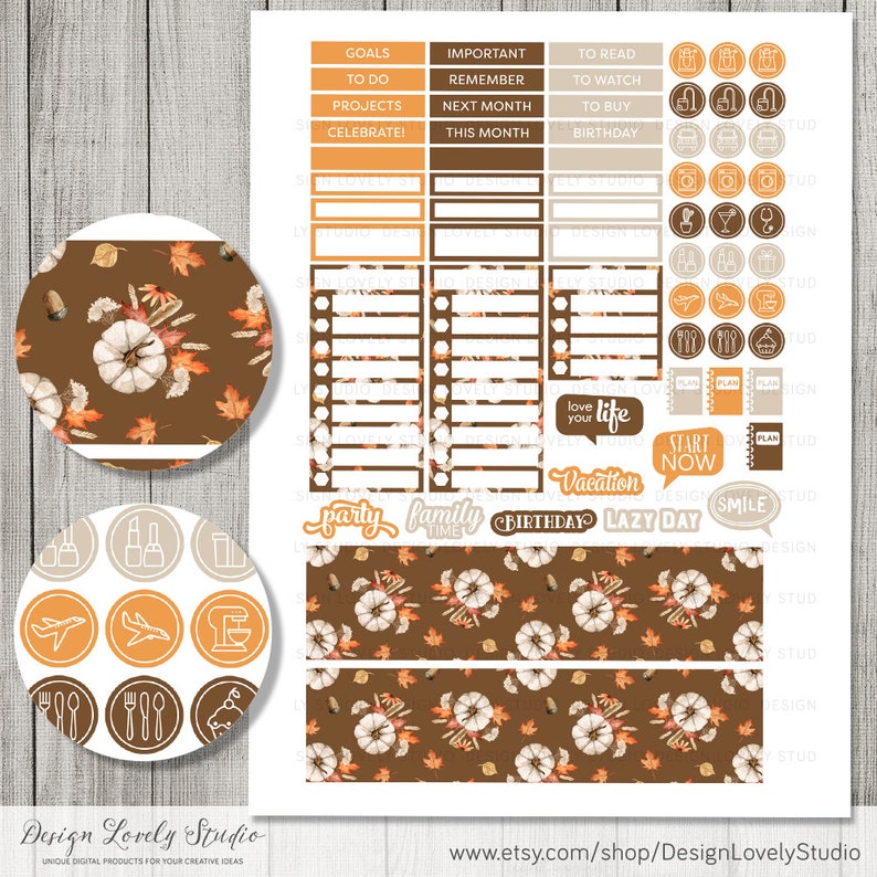 OCTOBER Planner Stickers, Printable Happy Planner Stickers, Fall ...
