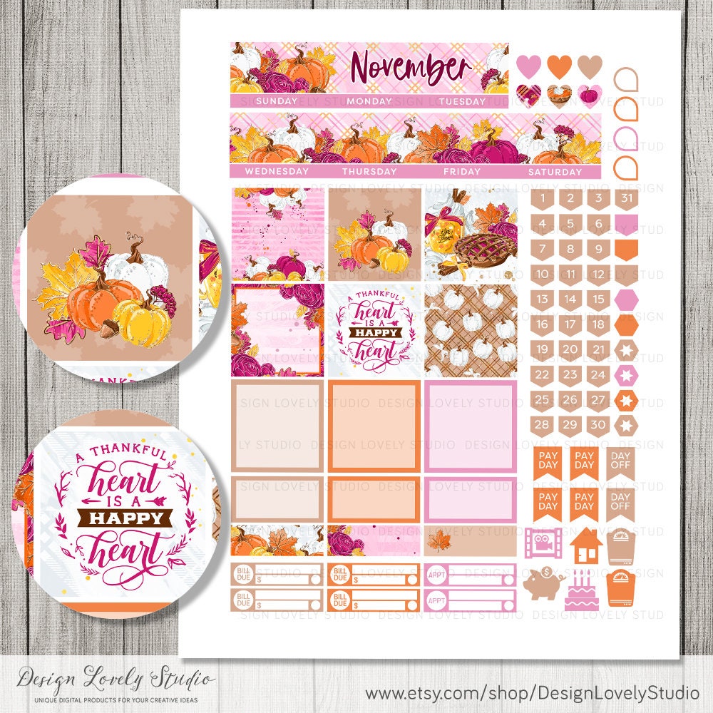 NOVEMBER Planner Stickers Printable Happy Planner Stickers - Etsy