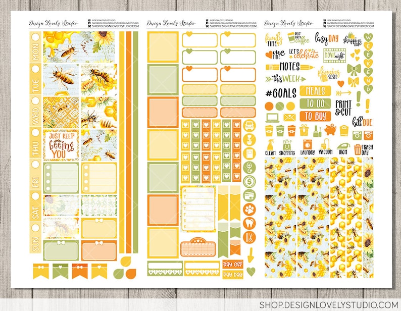 Printable HOBONICHI Weeks Stickers Kit, Honey Bee Planner Stickers ...