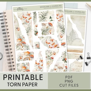 Adesivi stampabili in carta strappata autunnali, adesivi in carta strappata, adesivi per diario, adesivi decorativi autunnali, adesivi per planner, BuJo, JS162