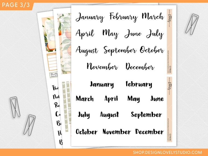 June Notes July Notes Page Kit, June Notes Page Kit, August Notes Page Stickers ...