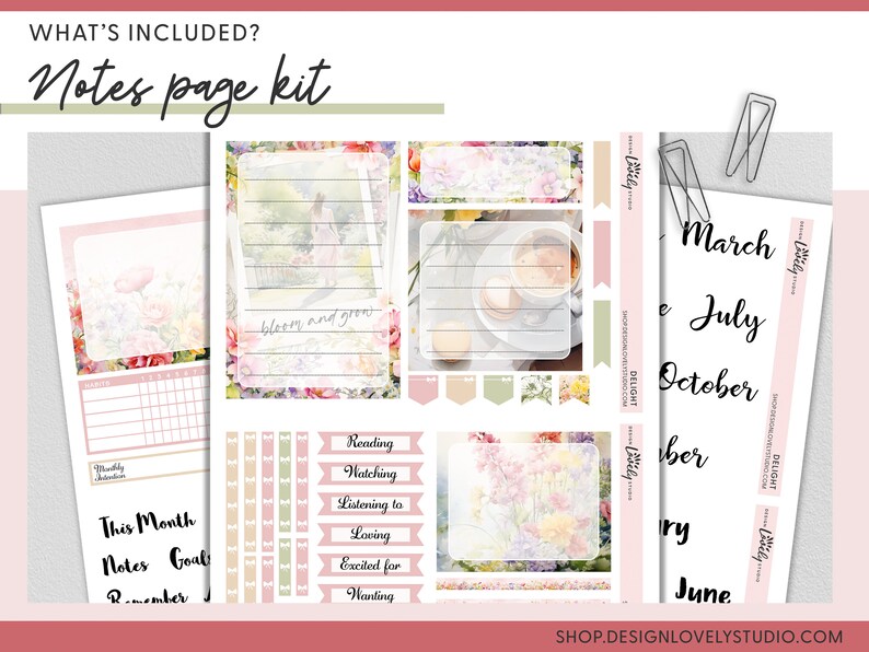 Printable Floral Planner Stickers Bundle, Spring, Summer, Watercolor ...