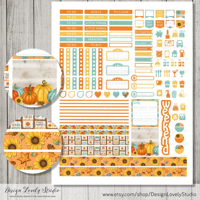 Halloween Planner Stickers Printable Fall Planner Stickers | Etsy