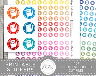 Printable Study Planner Stickers, Study Icon Planner Stickers, Notebook Planner Stickers, Notebook Icon Stickers, Cut Files, FS162