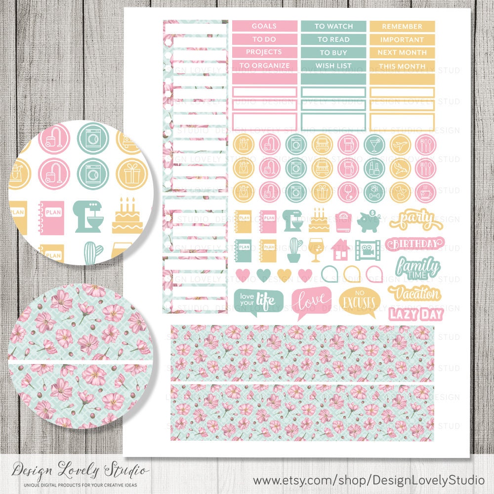 Printable APRIL Monthly Kit April Monthly Planner Stickers | Etsy
