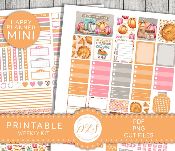 THANKSGIVING Planner Stickers PRINTABLE Mini Happy Planner | Etsy