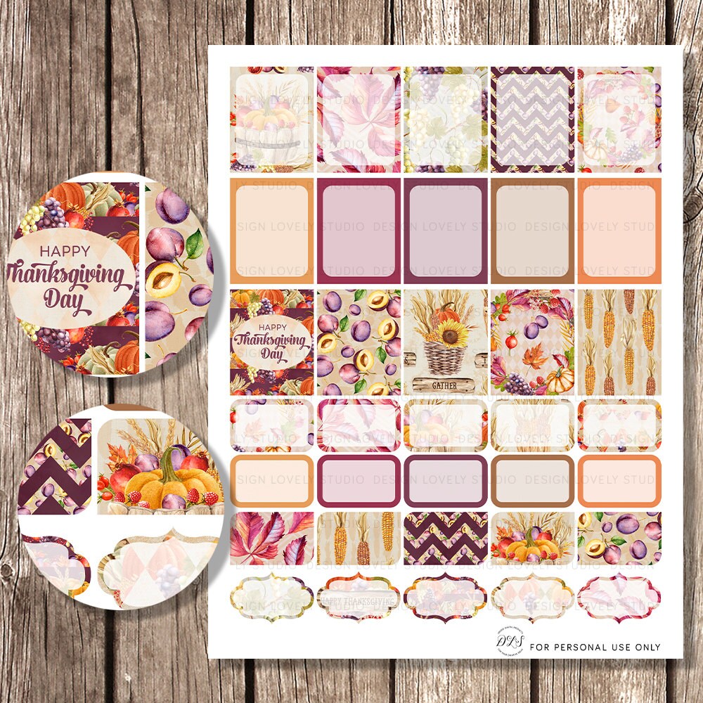 Printable Thanksgiving Planner Stickers Thanksgiving Weekly | Etsy