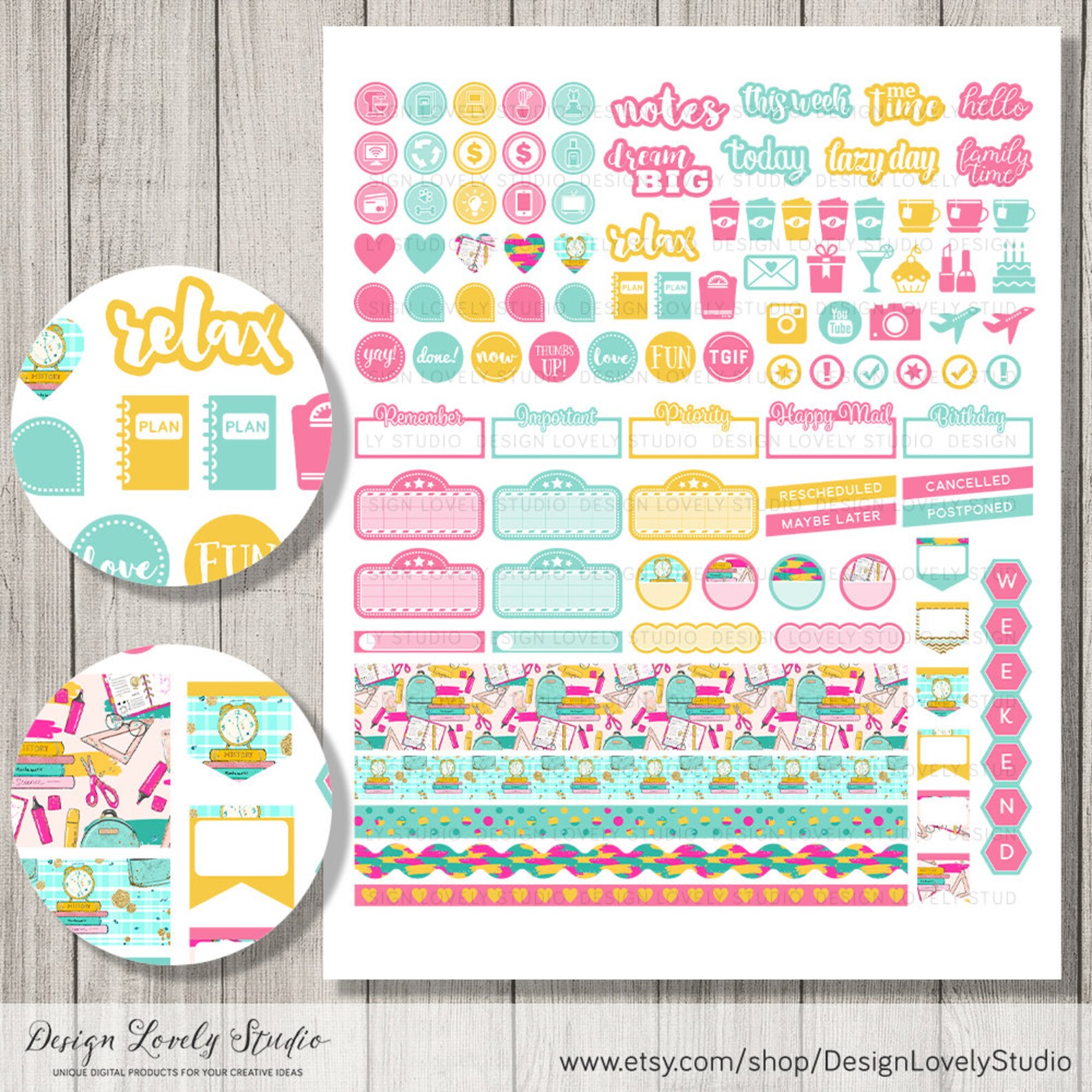 Printable BACK TO SCHOOL Planner Stickers Back to School | Etsy