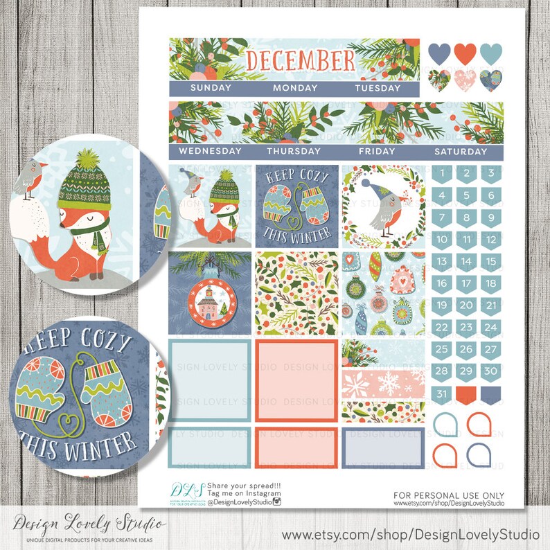 December Big Happy Planner Kit December Printable Monthly - Etsy