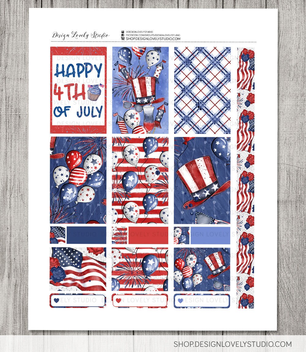 4th of July Big Happy Planner Printable, Printable Big Happy Planner ...