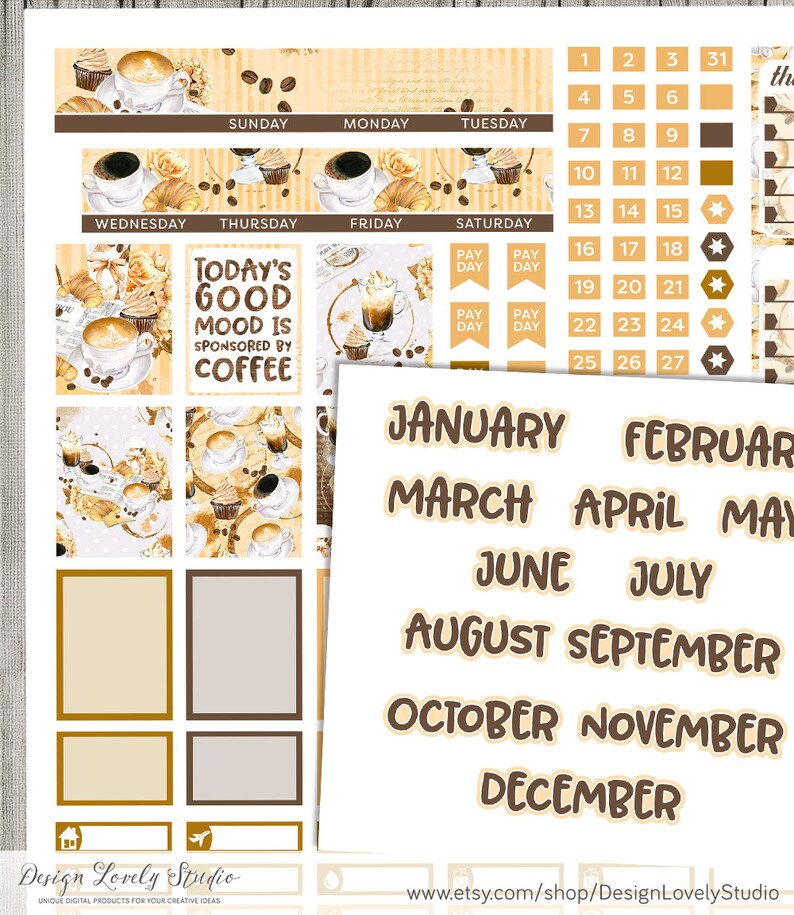 Printable COFFEE Monthly Planner Kit, Mini Happy Planner Monthly ...