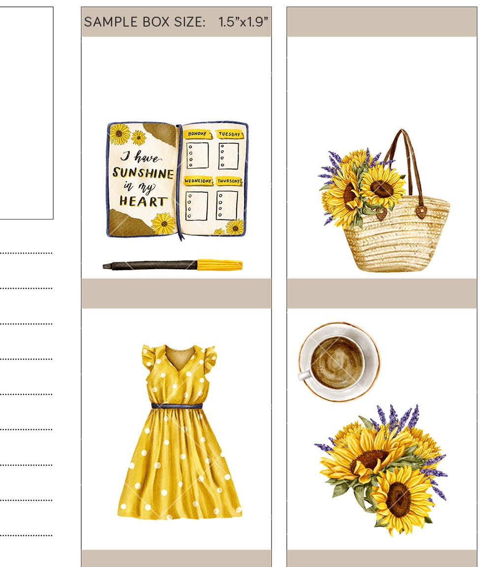 Sunflower Planner Stickers, Summer Planner Stickers, Printable Stickers ...