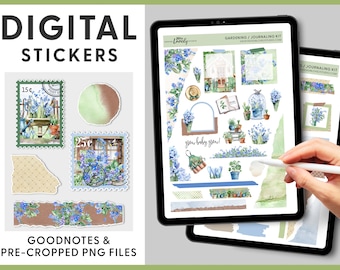 Digital Journal Stickers, Garden Journal Stickers, Digital Journal Kit, Pre-cropped Stickers, Ipad Stickers, Goodnotes Stickers, DJ104