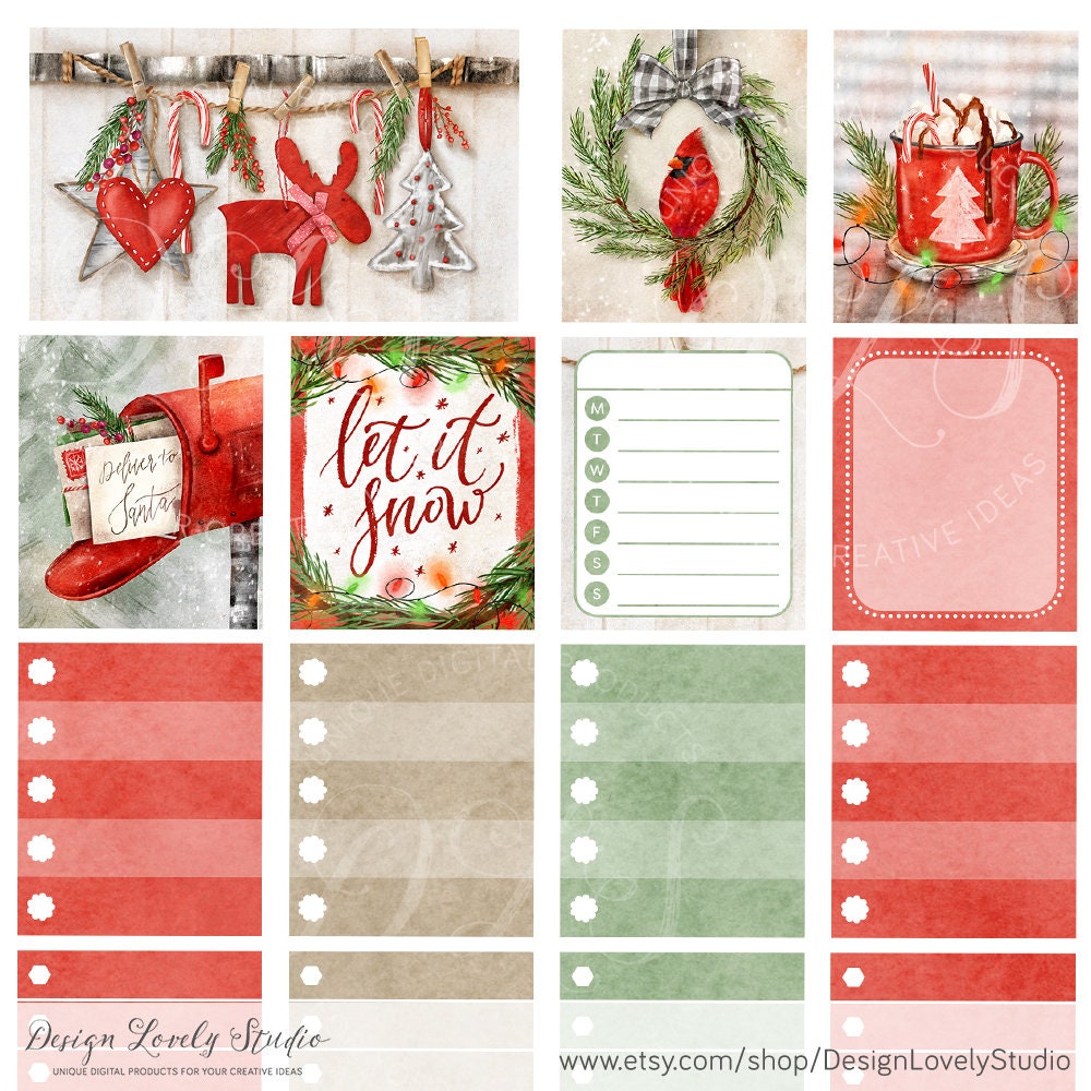 Printable CHRISTMAS Planner Stickers Kit Mini Happy Planner | Etsy