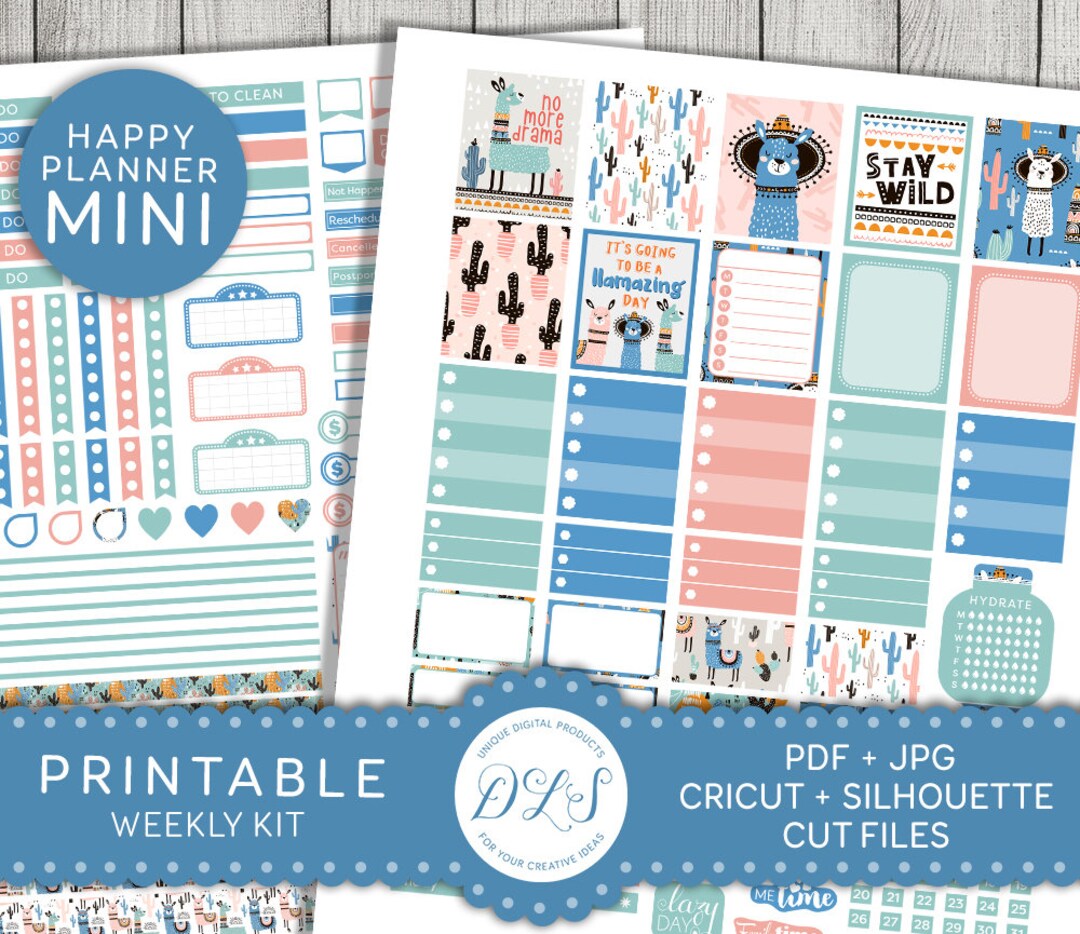 Printable Mini Happy Planner Stickers, Llama Planner Stickers ...