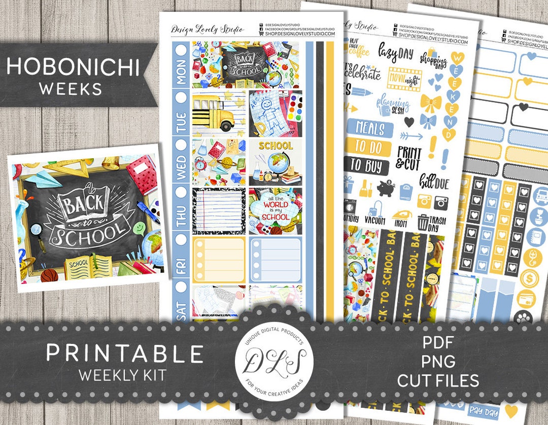 Printable BACK TO SCHOOL Planner Stickers Kit, Hobonichi Weeks Stickers ...