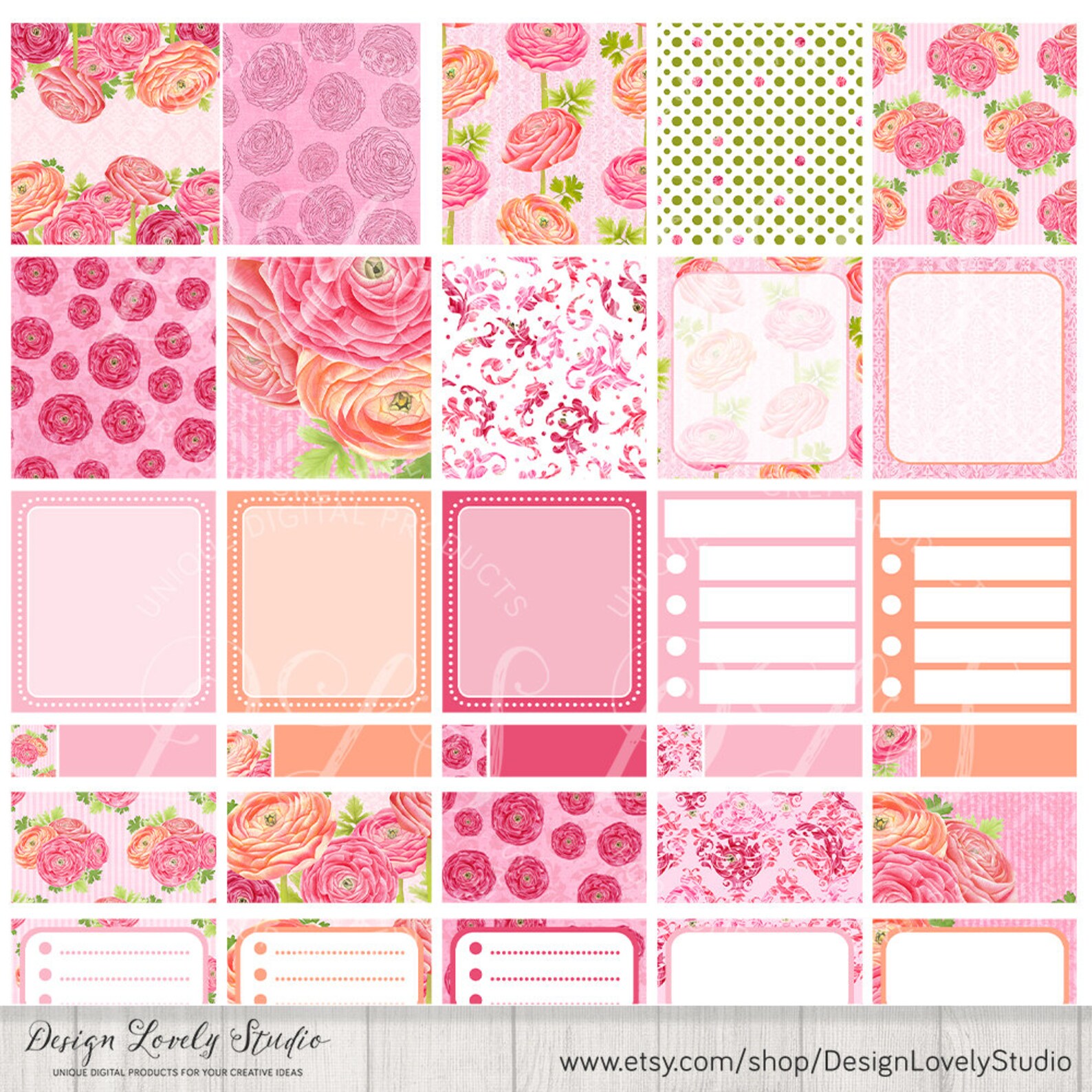 ECLP Horizontal Stickers Printable Planner Stickers Kit | Etsy