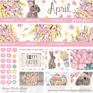 Printable APRIL Monthly Kit, April Monthly Planner Stickers, Fits Erin ...