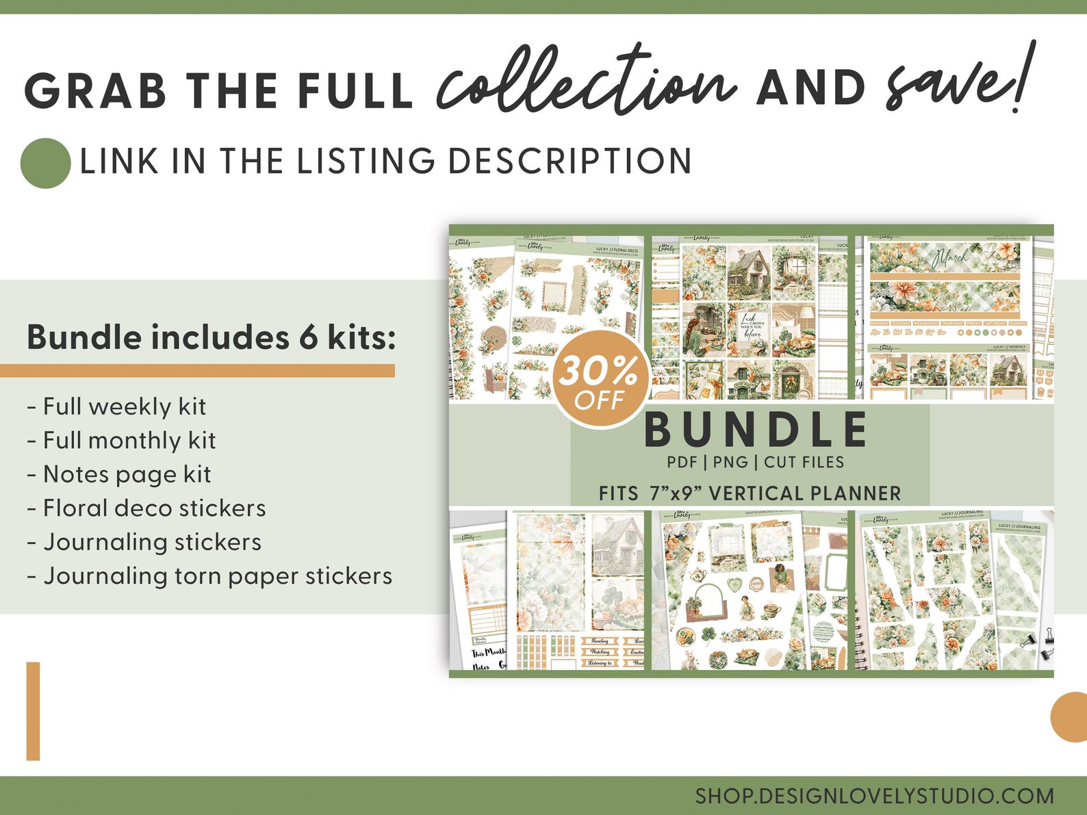 Lucky Printable Planner Stickers, St Patricks Day Weekly Sticker Kit ...